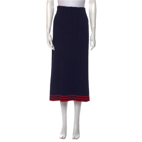 Lauren Ralph Lauren Navy Cable Knit Maxi Skirt (NWT) - Picture 1 of 6